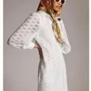 Anthropologie Mare Mare White Lace Long Sleeve Shirt Dress Blouse Large